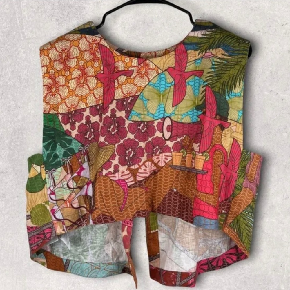 Farm Rio cropped linen top